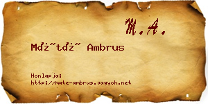 Máté Ambrus névjegykártya